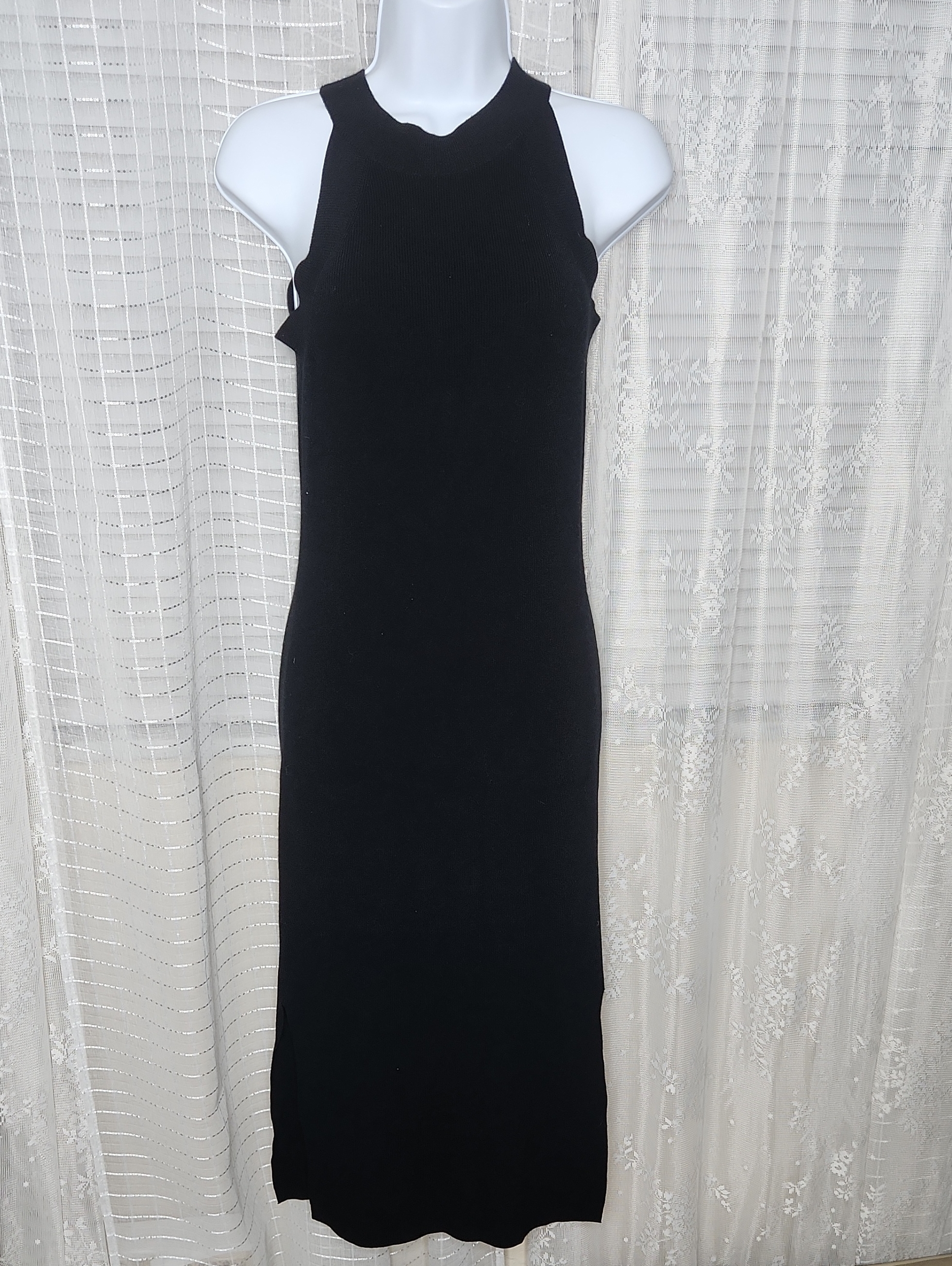 Theory Sweater Rib Halter Dress Black Szs